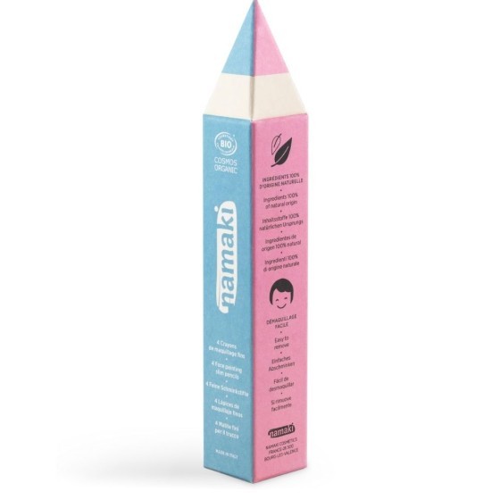 Kit 4 crayons de maquillage fins – Jaune, Rose, Turquoise, Blanc