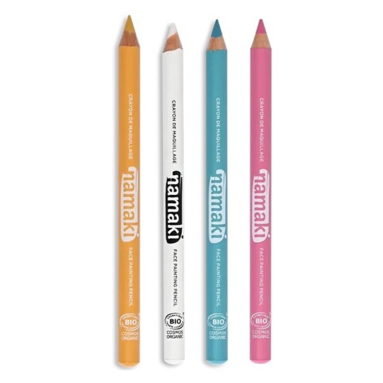 Kit 4 crayons de maquillage fins – Jaune, Rose, Turquoise, Blanc