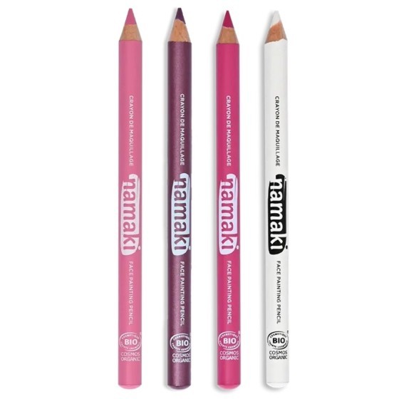 Kit 4 crayons de maquillage fins – Violet, Fuchsia, Rose, Blanc