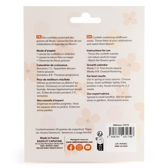 50 Confettis avec graines de fleurs
