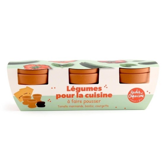 Trio légumes bio pour la cuisine – Tomate marmande / Basilic / Courgette