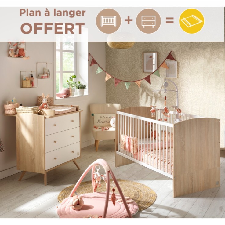 Chambre bébé évolutive Access : Lit et Commode à langer