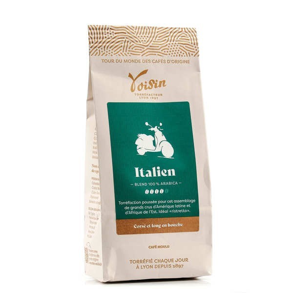 Café moulu - goût italien - 100% Arabica - Force 4/5 - Sachet de 250g