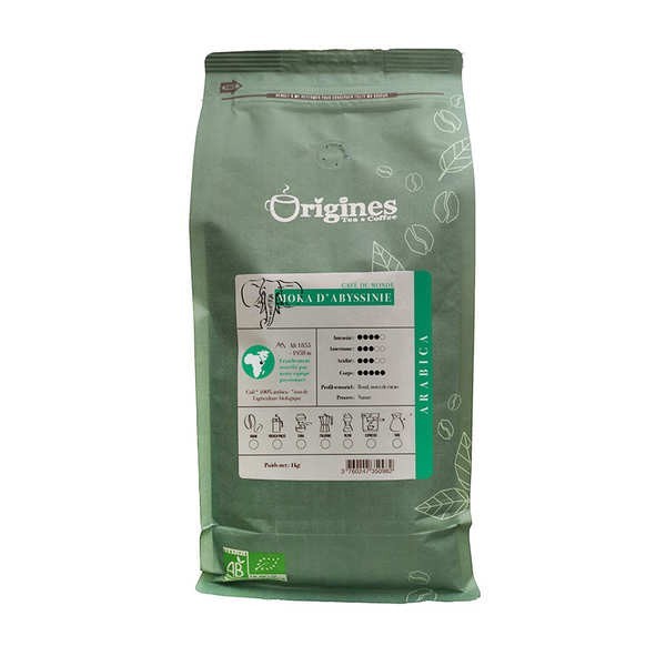 Café en grains bio - Moka d'Abyssinie - Sachet 1kg