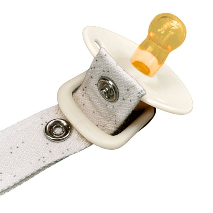 Attache tétine en coton bio et bois de hêtre naturel