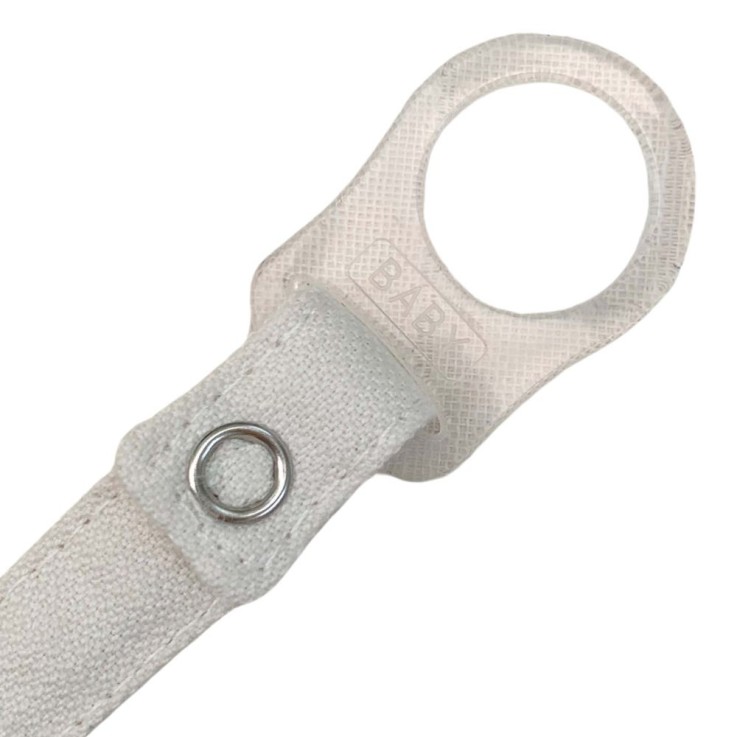 Attache tétine en coton bio et bois de hêtre naturel