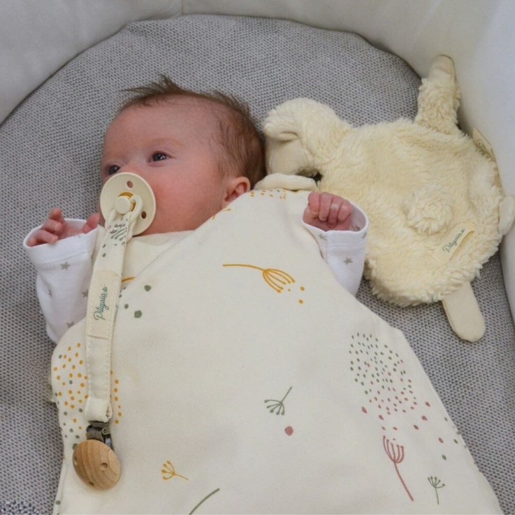 Attache tétine en coton bio et bois de hêtre naturel - sans adaptateur