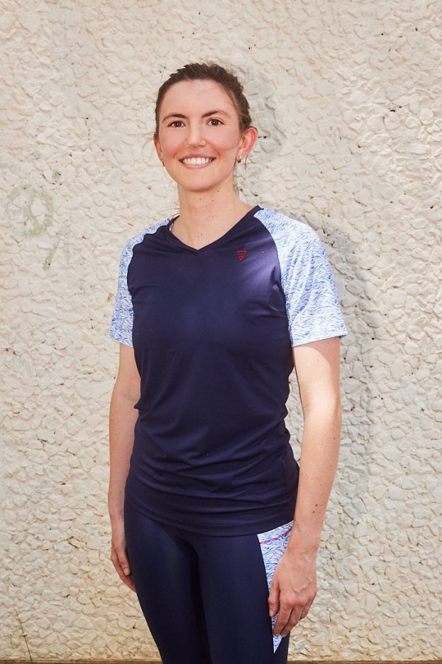 T-shirt sport femme col V "Nouvelle Vague" en fibre recyclée