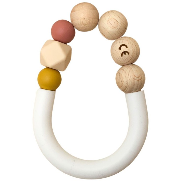 Anneau de dentition en silicone et bois naturel