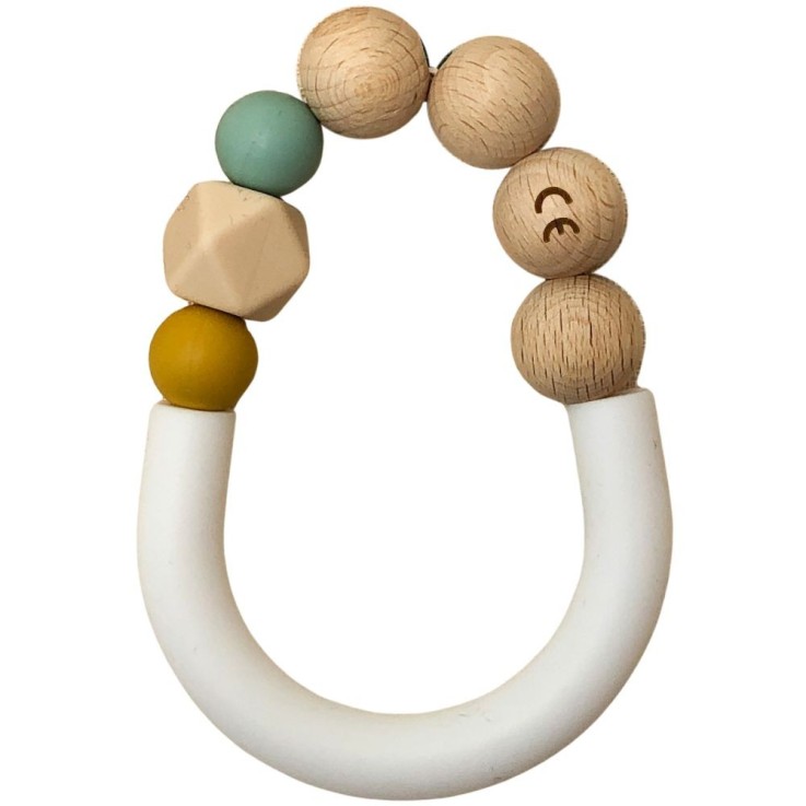 Anneau de dentition en silicone et bois naturel