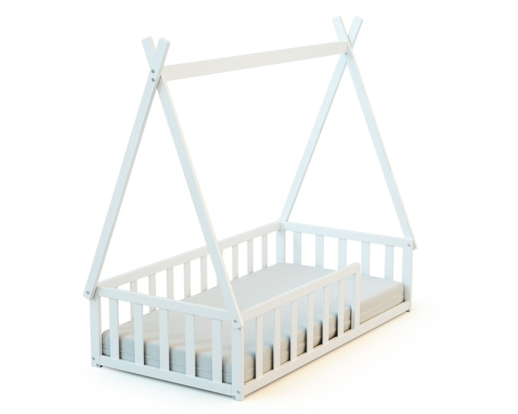 Lit Tipi au sol en bois 70 x 140 cm