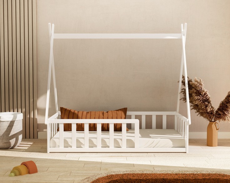 Lit Tipi au sol en bois 70 x 140 cm