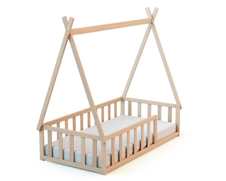 Lit Tipi au sol en bois 70 x 140 cm