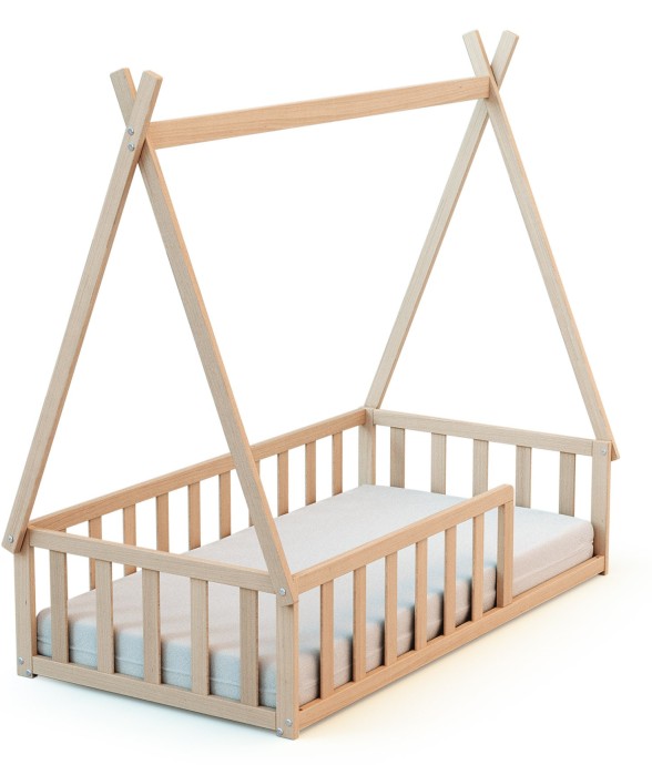 Lit Tipi au sol en bois 70...