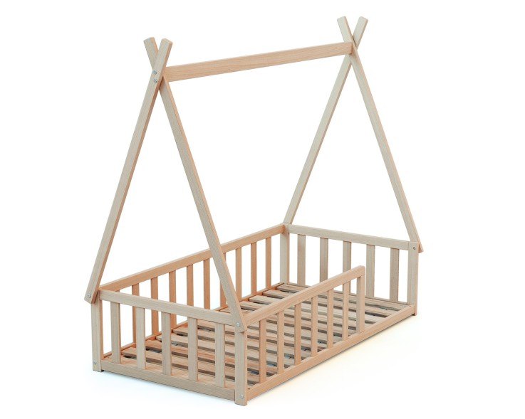 Lit Tipi au sol en bois 70 x 140 cm