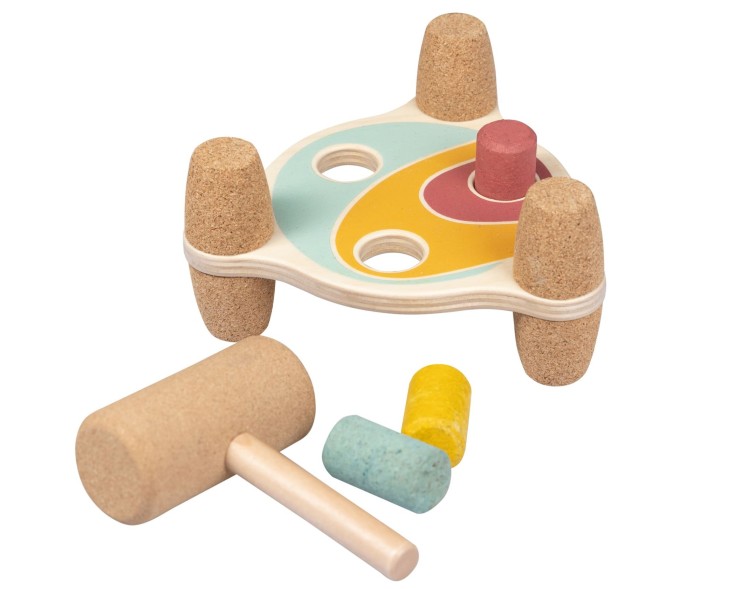 Set coffret de 20 blocs de construction avec 1 banc à marteler en liège