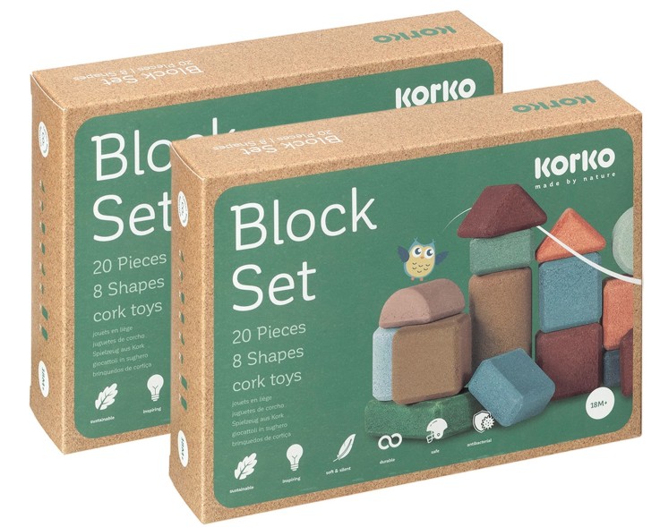 Set de 2 coffrets de 20 blocs de construction en liège