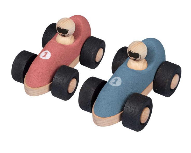 Pack de 2 voitures de course en liège pour bébé