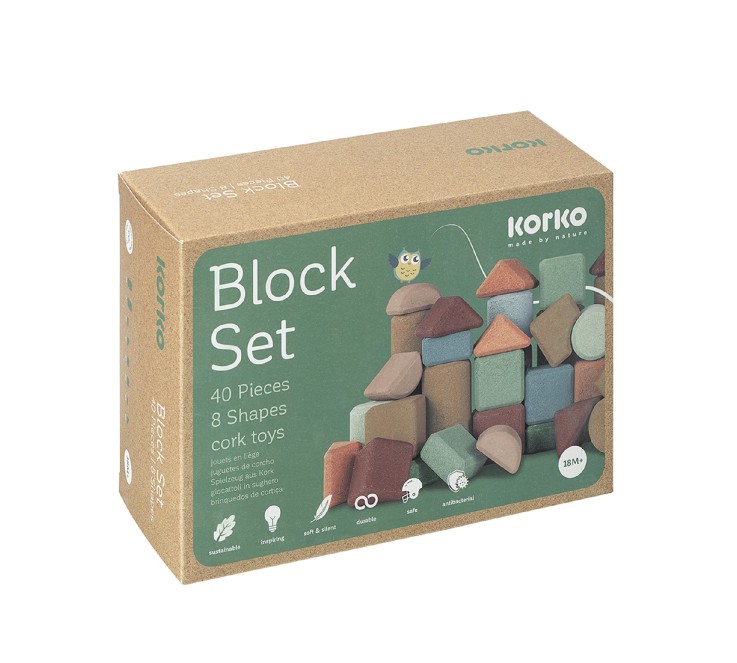 Coffret de blocs de construction en liège - 40 pcs