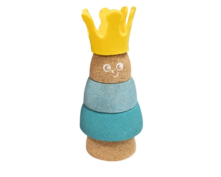 Set de coffret de 20 blocs de construction avec 1 jouet à empiler Roi en liège