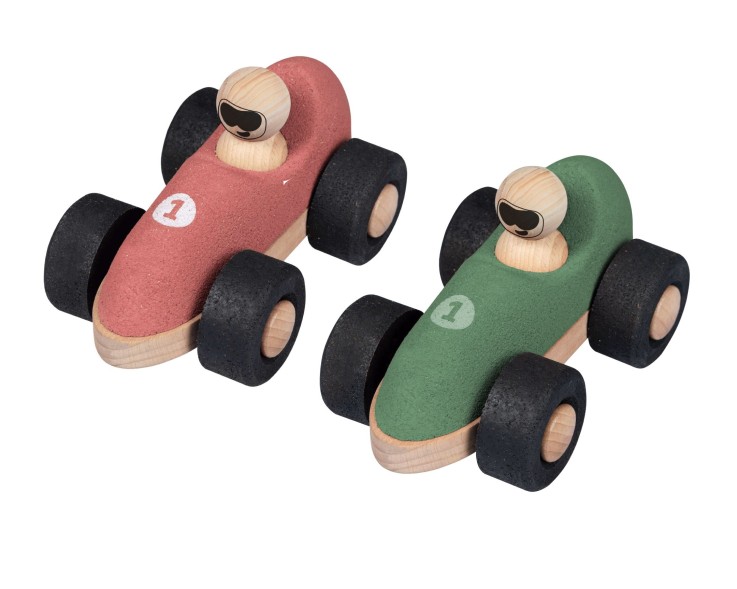 Pack de 2 voitures de course en liège pour bébé
