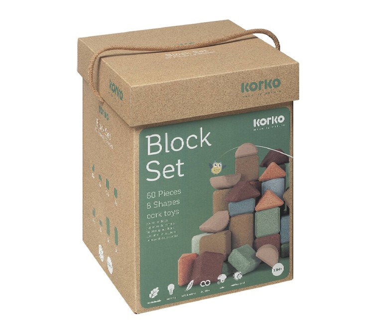 Coffret de blocs de construction en liège - 60 pcs