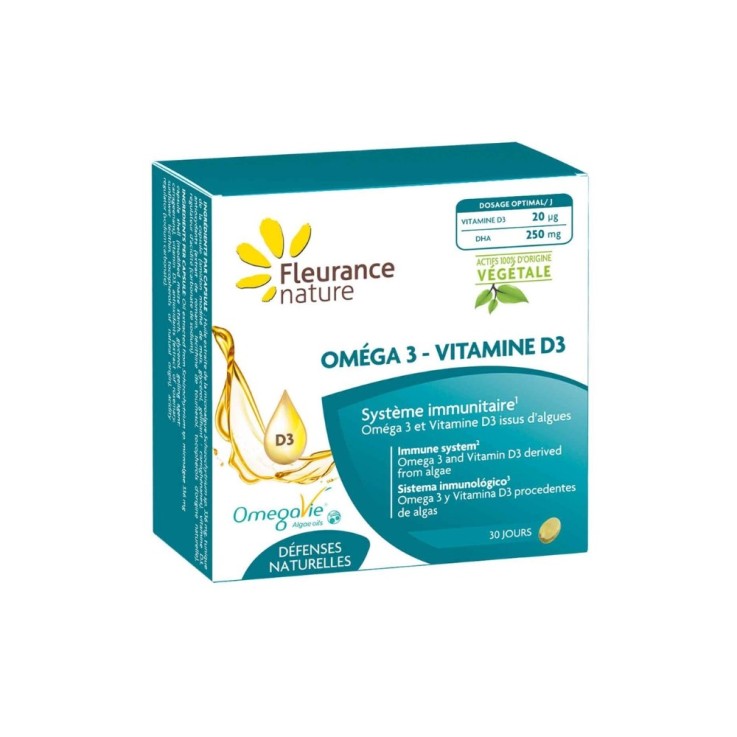 Omega 3 - Vitamine D3 immunité (30 capsules) Vegan