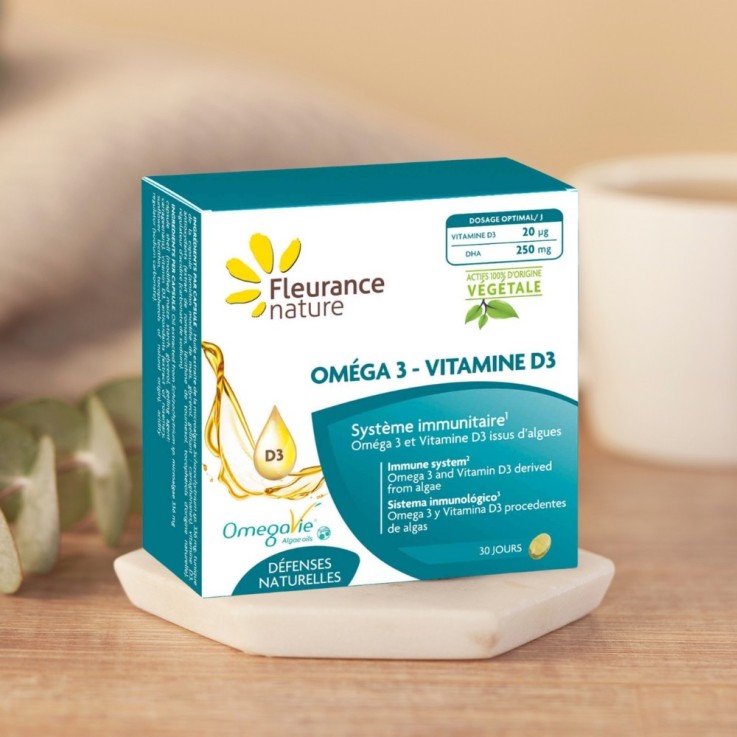 Omega 3 - Vitamine D3 immunité (30 capsules) Vegan