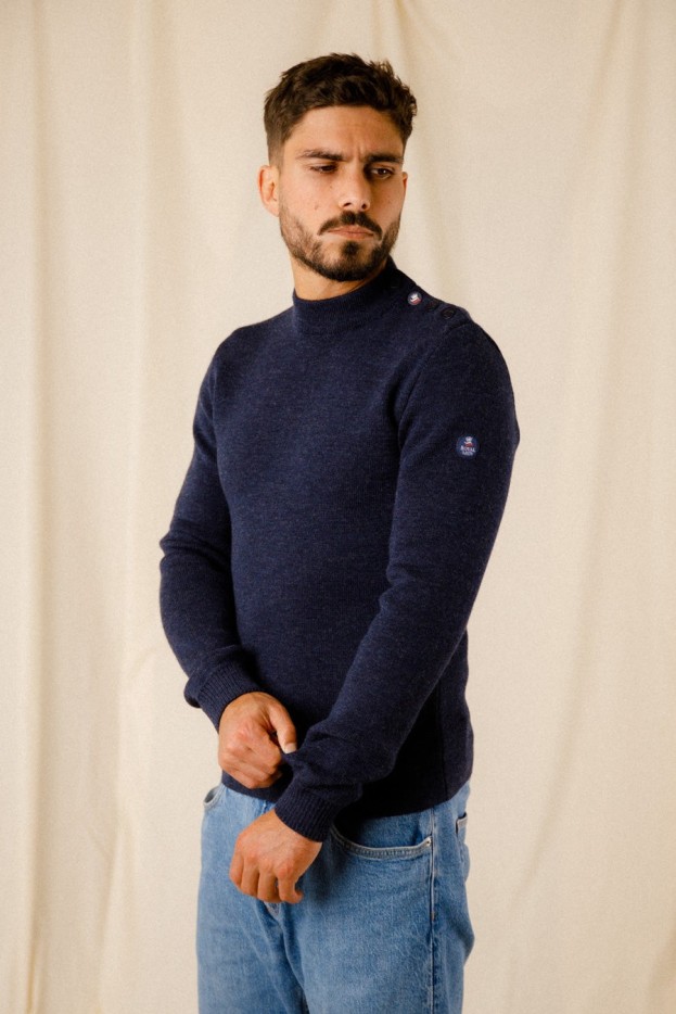 Pull marin uni Adrian laine vierge