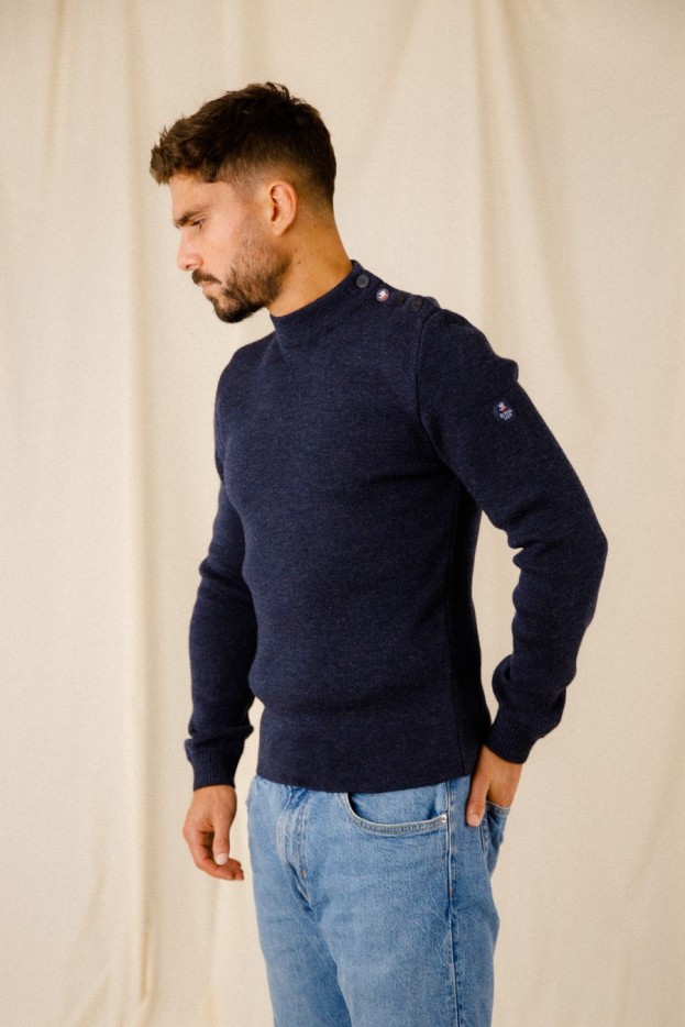 Pull marin uni Adrian laine vierge