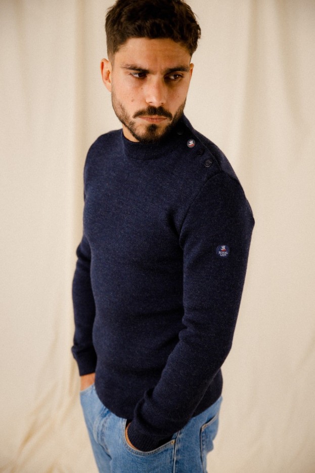 Pull marin uni Adrian laine vierge