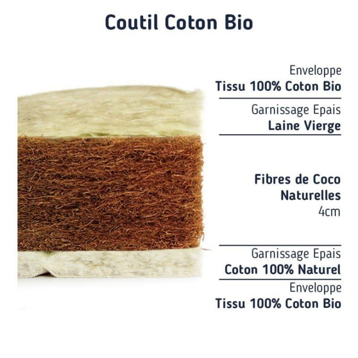 Matelas couffin en fibres de Coco bio