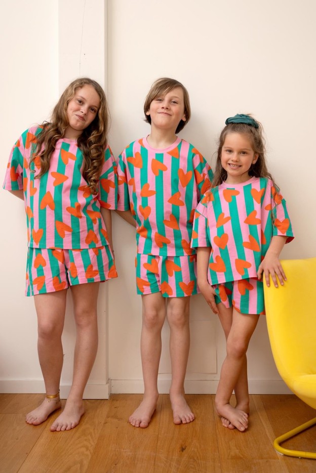 Pyjama enfant Coeurs Rayures Coton Bio