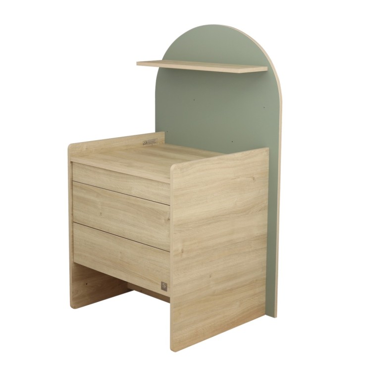 Commode à langer évolutive en bureau - décor bois chêne sépia forme arche