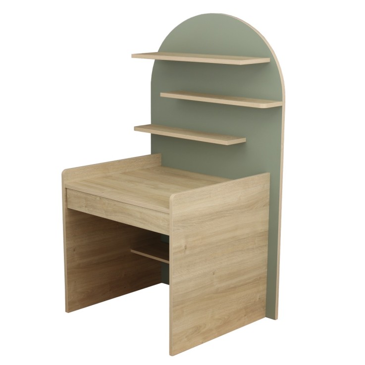 Commode à langer évolutive en bureau - décor bois chêne sépia forme arche