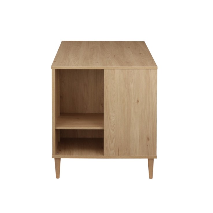 Commode-îlot bébé décor bois chêne suave avec rangements 3 faces