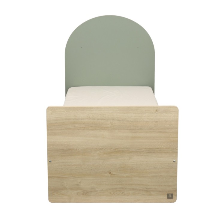 Lit junior 90x190 - décor bois chêne sépia - tête de lit forme arche