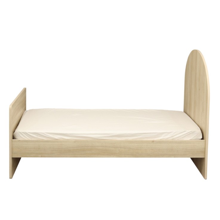 Lit junior 90x190 - décor bois chêne sépia - tête de lit forme arche