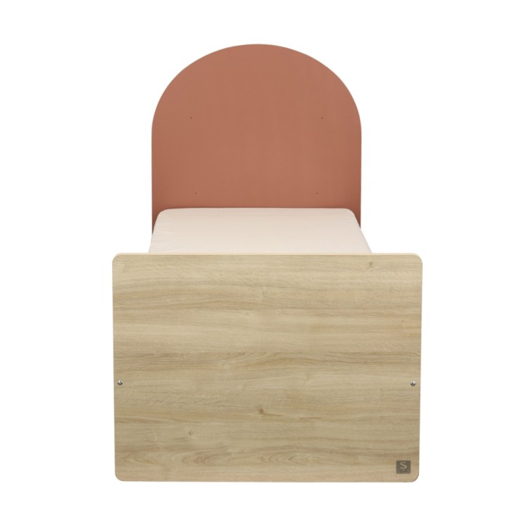 Lit junior 90x190 bois chêne sépia - tête de lit forme arche