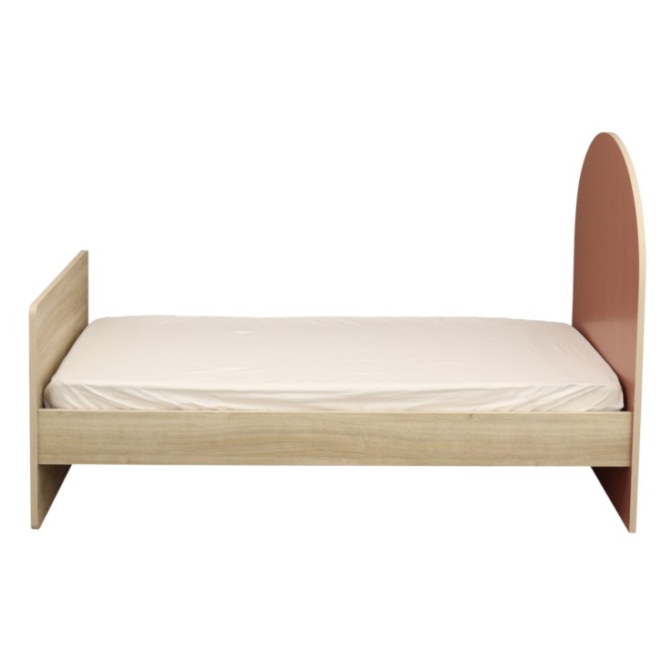 Lit junior 90x190 bois chêne sépia - tête de lit forme arche