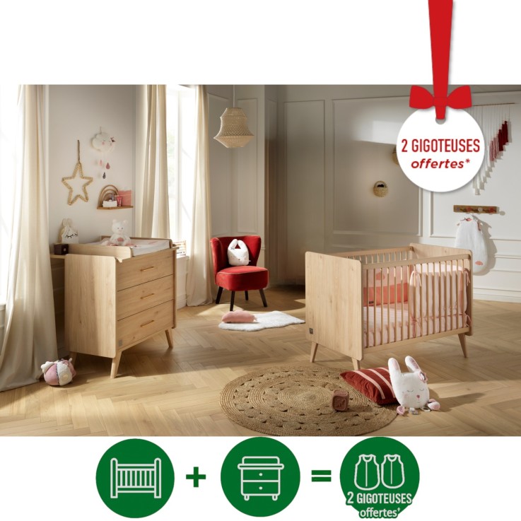 Chambre bébé Arty : Lit et Commode à langer