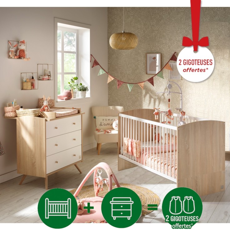 Chambre bébé évolutive Access : Lit et Commode à langer