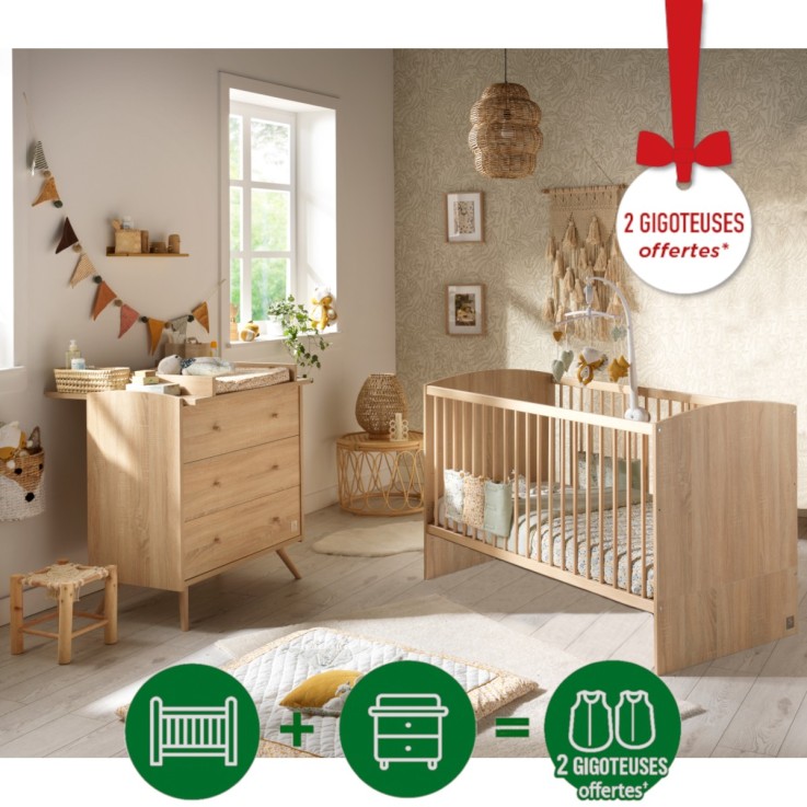 Chambre bébé évolutive Access : Lit et Commode à langer