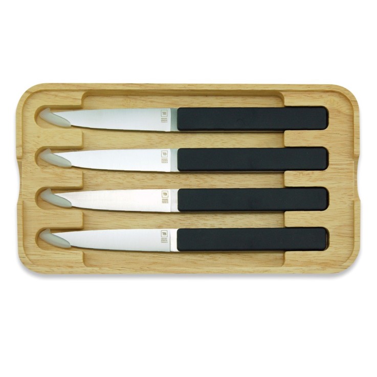 Coffret de 4 couteaux à steak Hector réglisse, lame lisse en inox
