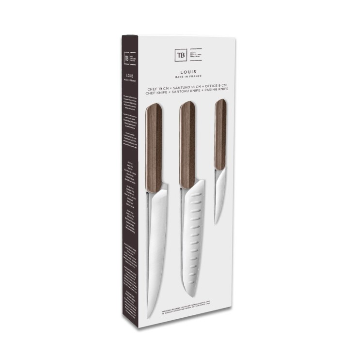 Coffret de 3 couteaux Louis en bois