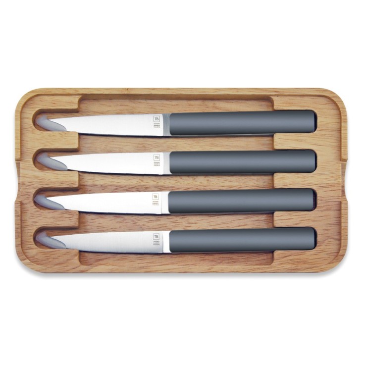 Coffret de 4 couteaux à steak Hector ardoise, lame lisse en inox