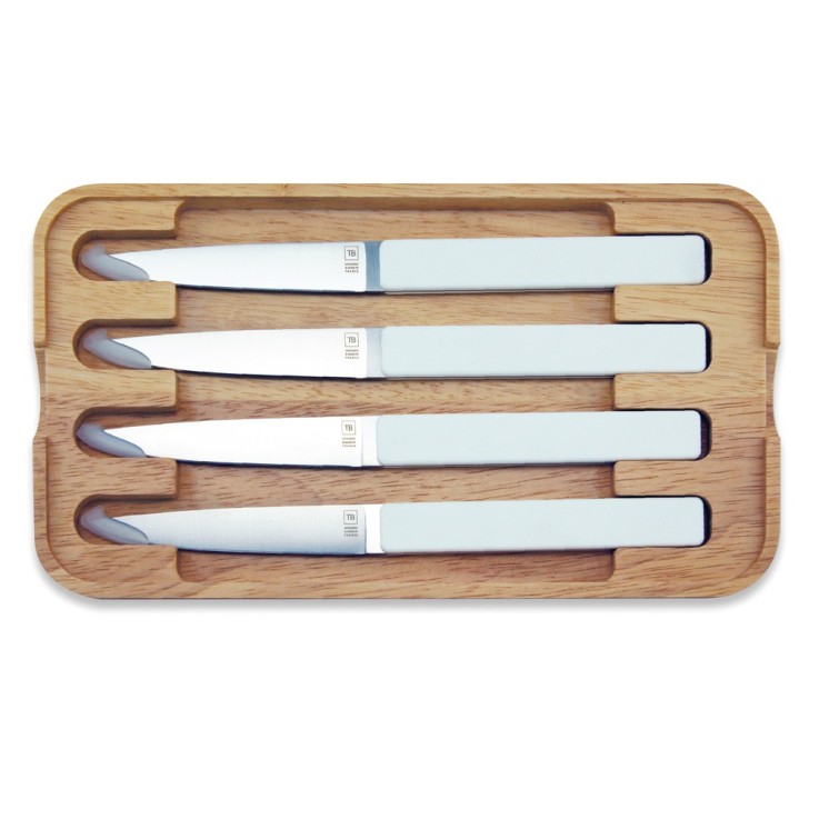 Coffret de 4 couteaux à steak Hector glacier, lame lisse en inox