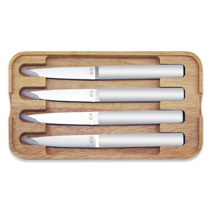 Coffret de 4 couteaux à steak Hector perle, lame lisse en inox