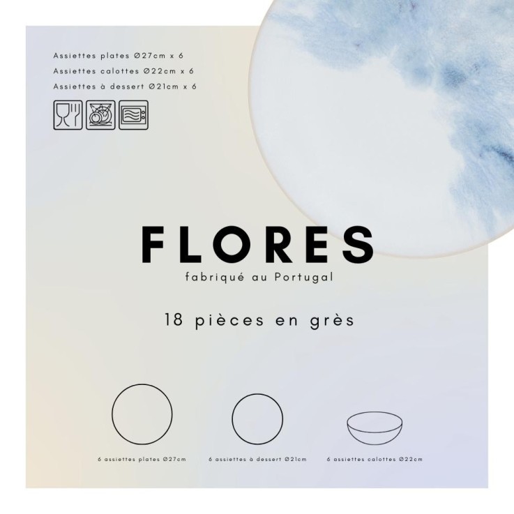 Service d'assiettes 18 pièces Flores en grès