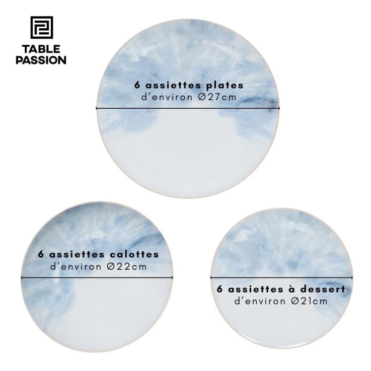 Service d'assiettes 18 pièces Flores en grès